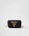 Prada Woven Fabric Shoulder Bag In Black