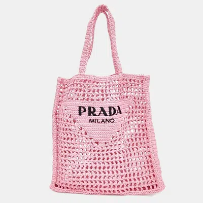 Pre-owned Prada Crochet Shoulder Bag In Pink