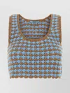 Prada Crochet Sleeveless Crop Top With Scoop Neck In Blue