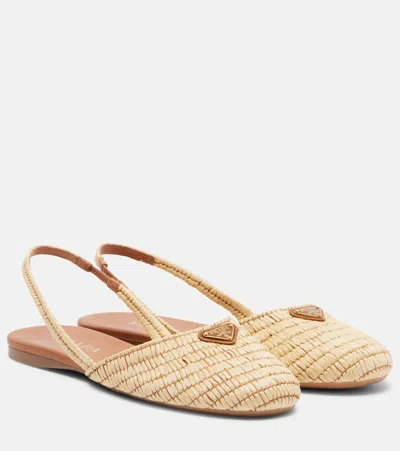Prada Crochet Slingback Flats In Multi