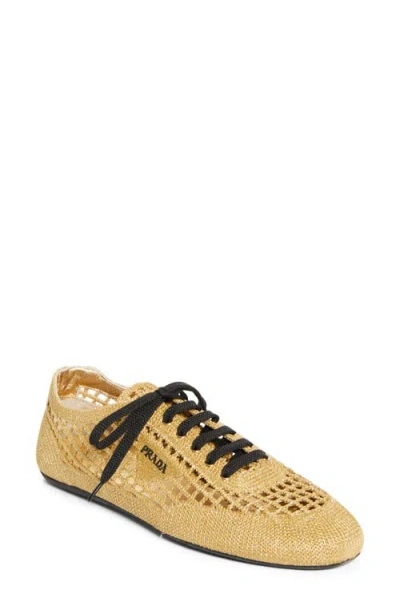 Prada Crochet Sneaker In Neutral