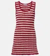 Prada Crochet Striped Cotton Minidress