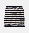 Prada Crochet Striped Cotton Miniskirt