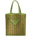 Prada Two-tone Raffia Shopping Bag In Multi