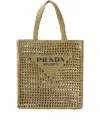 Prada Womens Green Logo-embroidered Crochet Tote Bag
