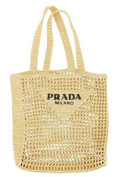 Prada Crochet Tote In Beige