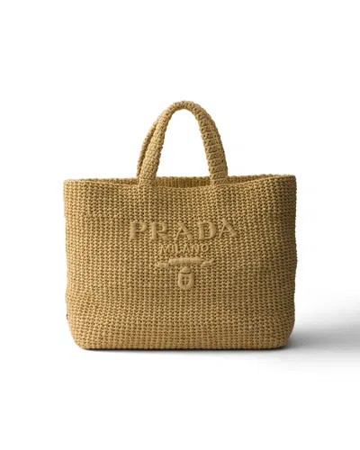 Prada Gehäkelte Tote Bag In Brown