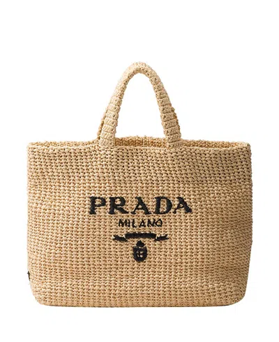 Prada Crochet Tote Bag In Brown