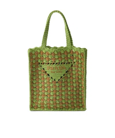 PRADA PRADA TWO-TONED CROCHET SHOPPING BAG