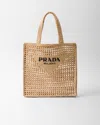 Prada Triangle-logo Raffia Tote Bag In Natural
