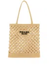 Prada Womens Neutral Logo-embroidered Crochet Tote Bag In Beige Khaki