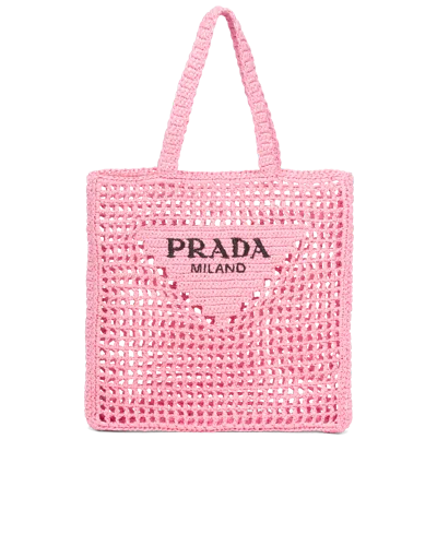 Prada Crochet Tote Bag In Petal Pink