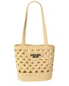 Prada Structured Open Weave Tote Bag In Brown