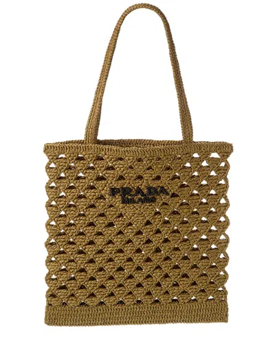 Prada Crochet Tote In Brown