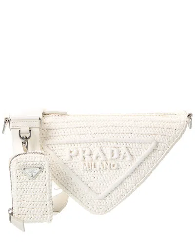 Prada Crochet Triangle Crossbody In Metallic