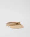 Prada Triangle-logo Crochet Visor In Neutral