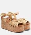 Prada Crochet Wedge Sandals In Multi