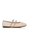 Prada Crocheted Cotton Ballet Flats In Beige