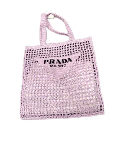Prada Crocheted Tote Bag In Pink