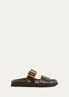 Prada Croco Buckle Dual-band Comfort Sandals In Cacao