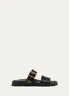 Prada Croco Buckle Dual-band Comfort Sandals In Nero