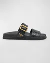 Prada Croco Buckle Dual-band Comfort Sandals In Nero