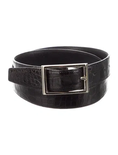 Pre-owned Prada Crocodile Belt In Black