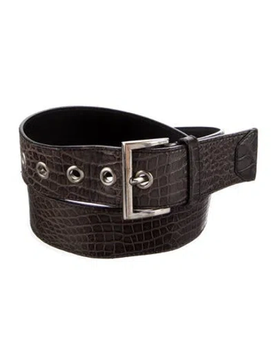 Pre-owned Prada Crocodile Belt In Brown