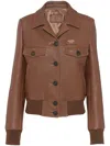 Prada Crocodile-embossed Leather Jacket In Brown