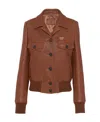 Prada Crocodile-embossed Leather Jacket In Cocoa Brown