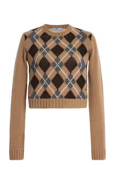 Prada Crew Neck Sweater In Brown
