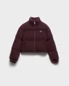 Prada Womens Brown Cropped Cashmere And Wool-down Jacket In Burgundy