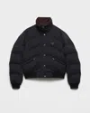 Prada Cropped Compact Poplin Down Jacket In Black