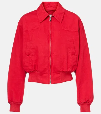 Prada Cropped-bomberjacke Aus Baumwolle In Red
