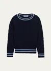 Prada Cotton Crew-neck Sweater In F0g6n Blu Azzurro