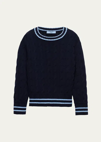 Prada Cotton Crew-neck Sweater In Blue