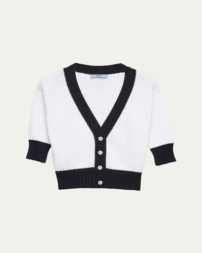 PRADA CROPPED COTTON CARDIGAN