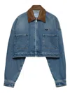 Prada Cropped Denim Jacket In Blue