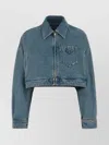 Prada Cropped Denim Jacket Featuring Buttoned Cuffs In Blue
