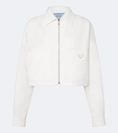 Prada Cropped Denim Jacket In White
