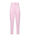 Prada Cropped Gingham Check Pants In Pink