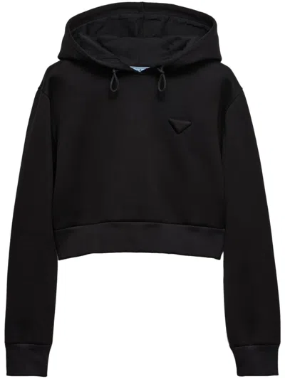 Prada Kurzer Kapuzenpullover In Black
