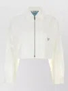 Prada Cropped Jacket Buttoned Cuffs Front Pockets In White
