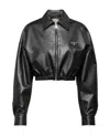 Prada Cropped Leather Jacket In Black