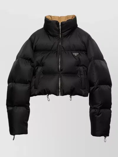 PRADA CROPPED LIGHTWEIGHT PUFFER JACKET HIGH COLLAR