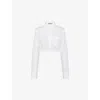 Prada Embroidered-logo Cropped Shirt In White