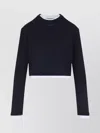 Prada Cropped Long Sleeve Oversize T-shirt In Blue