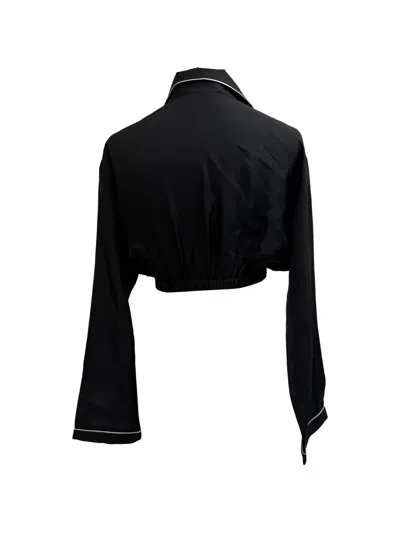Pre-owned Prada Cropped Long-sleeve Blouse In Black