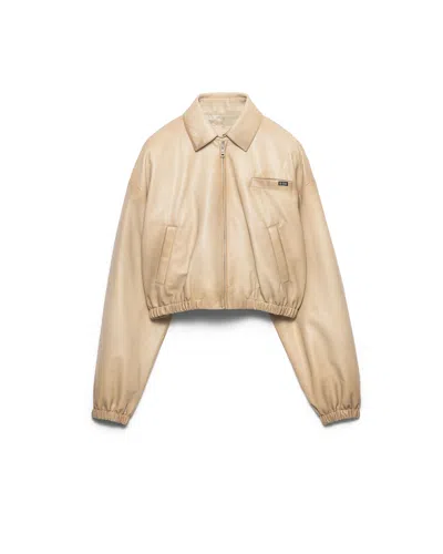 Prada Kurze Jacke Aus Nappa-leder In Brown