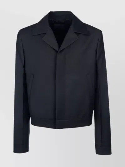 Prada Cropped Notched Lapel Jackets In Black